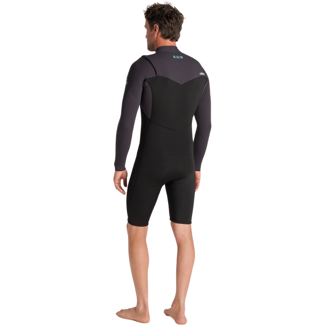 2026 C-Skins Mens NuWave Session 3/2mm Chest Zip Springsuit Wetsuit C-NSE32SPM - Black / Meteor X / Petrol